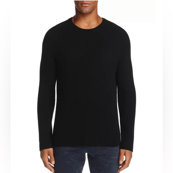 Theory Men’s Enzo Ribbed Black Cashmere Crewneck Pullover Sweater Size Large - Picture 1 of 7